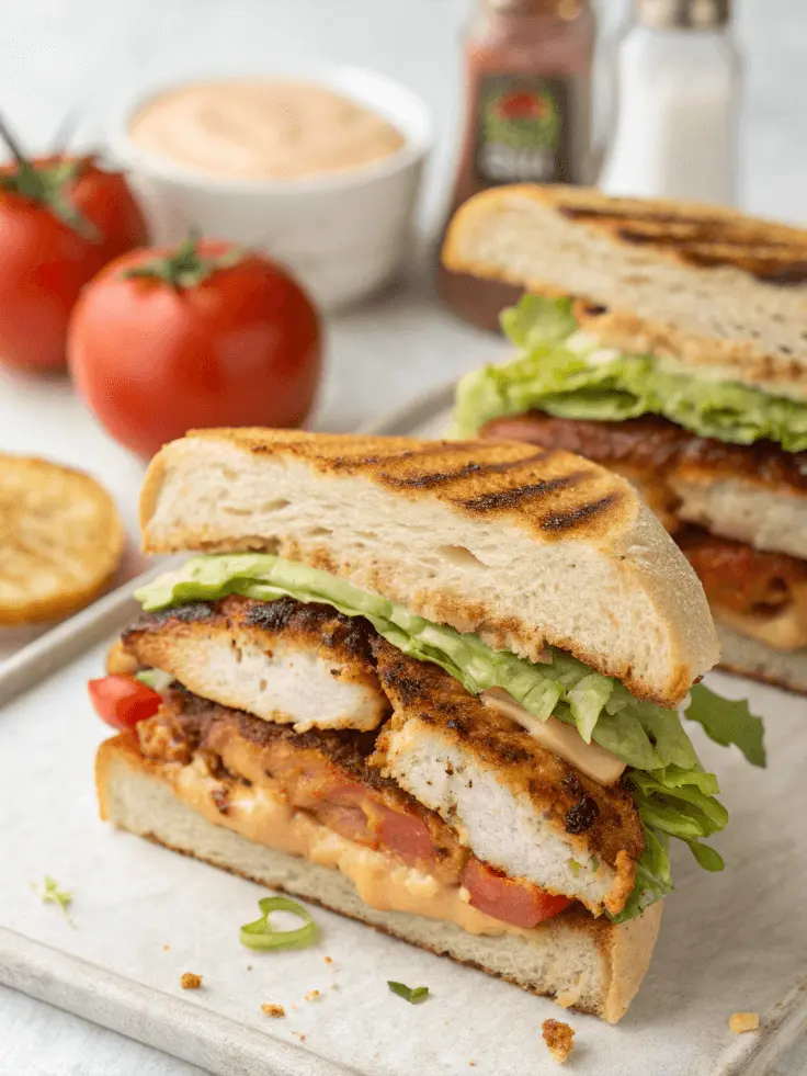 The Ultimate Chipotle Chicken Sandwich: A Flavorful Classic 2 Close-up of grilled chipotle chicken sandwich with chipotle mayo and fresh toppings