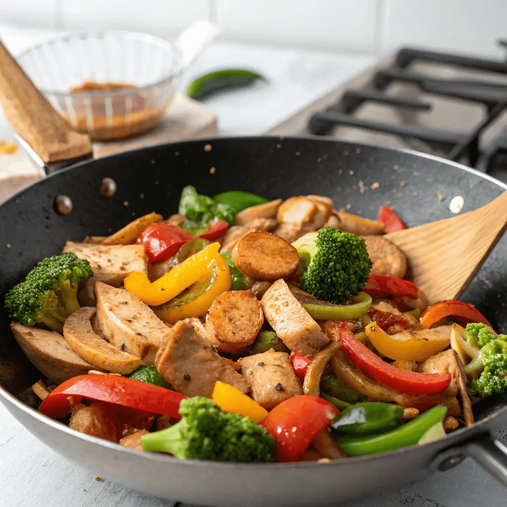 Discover Delicious Chicken Apple Sausage Recipes for Every Occasion 6 Chicken apple sausage stir-fry for dinner