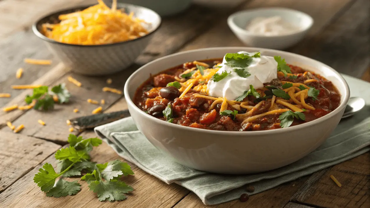 Easy Homemade Bison Chili Recipe That's Rich & Hearty 1 Bowl of hearty bison chili recipe