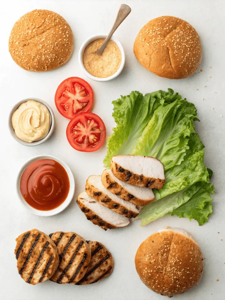 The Ultimate Chipotle Chicken Sandwich: A Flavorful Classic 3 Key ingredients for a chipotle chicken sandwich including grilled chicken, chipotle mayo, and fresh toppings