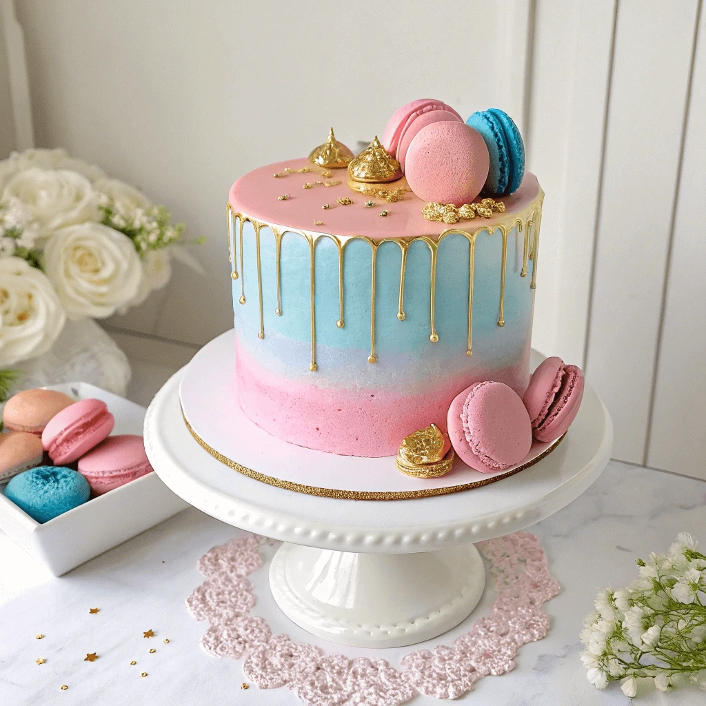 Gender Reveal Cake Ideas for Every Celebration 2 Classic gender reveal cake with pink and blue sprinkles inside