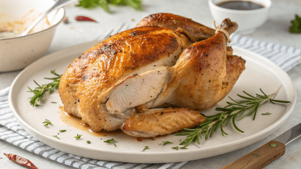 home 12 A simple plate with leftover rotisserie chicken, ready to be repurposed into a delicious meal.