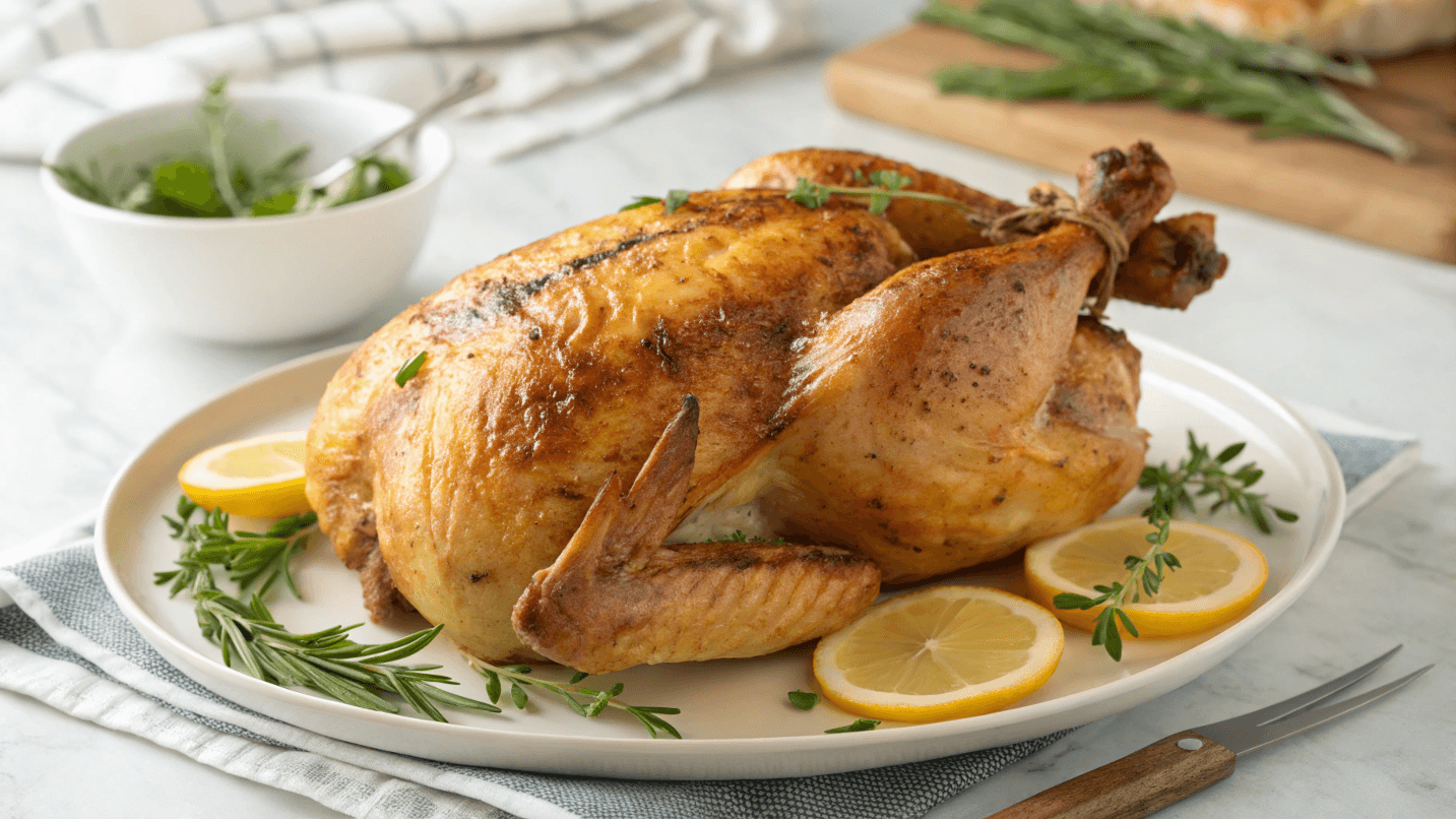 Leftover rotisserie chicken served on a simple plate