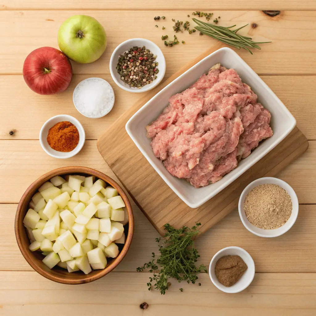 Discover Delicious Chicken Apple Sausage Recipes for Every Occasion 3 Homemade chicken apple sausage ingredients.