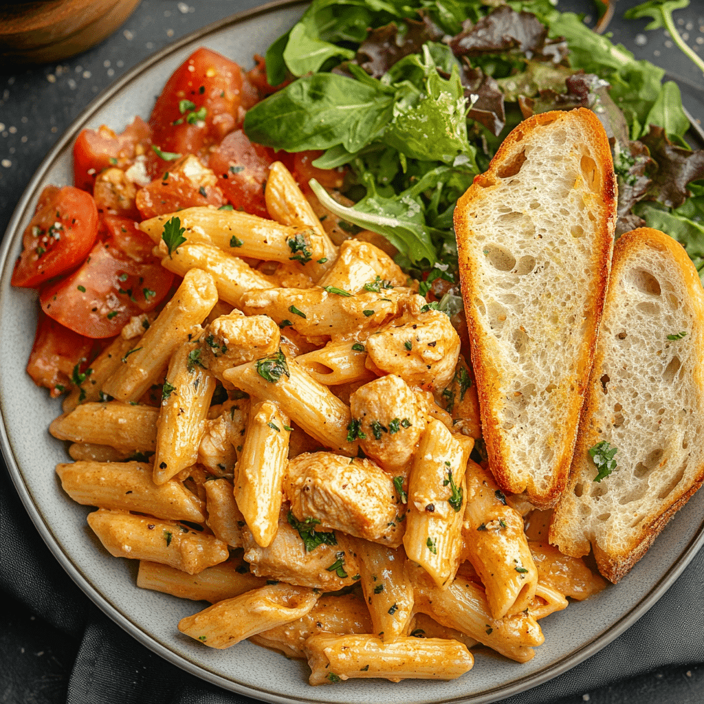 Marry Me Chicken Pasta Recipe That’s Creamy, Quick & Impossible to Resist 10 Final plated Marry Me Chicken Pasta with basil