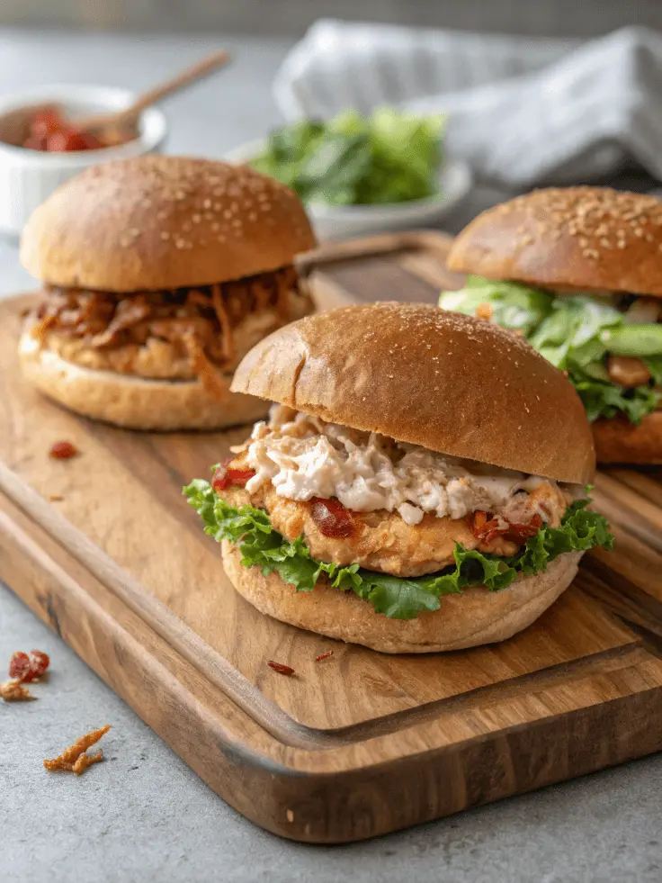 The Ultimate Chipotle Chicken Sandwich: A Flavorful Classic 4 Three creative chipotle chicken sandwich recipes on a wooden board