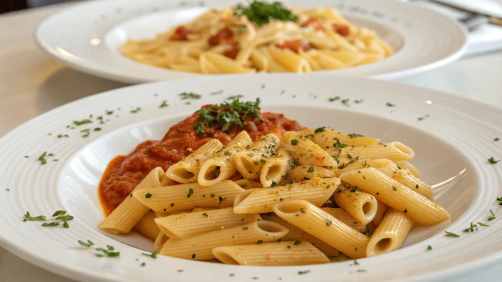 7 Must-Know Differences Between Baked Ziti and Penne Noodles 3 A close-up of ziti and penne showcasing their structural differences in holding sauces.