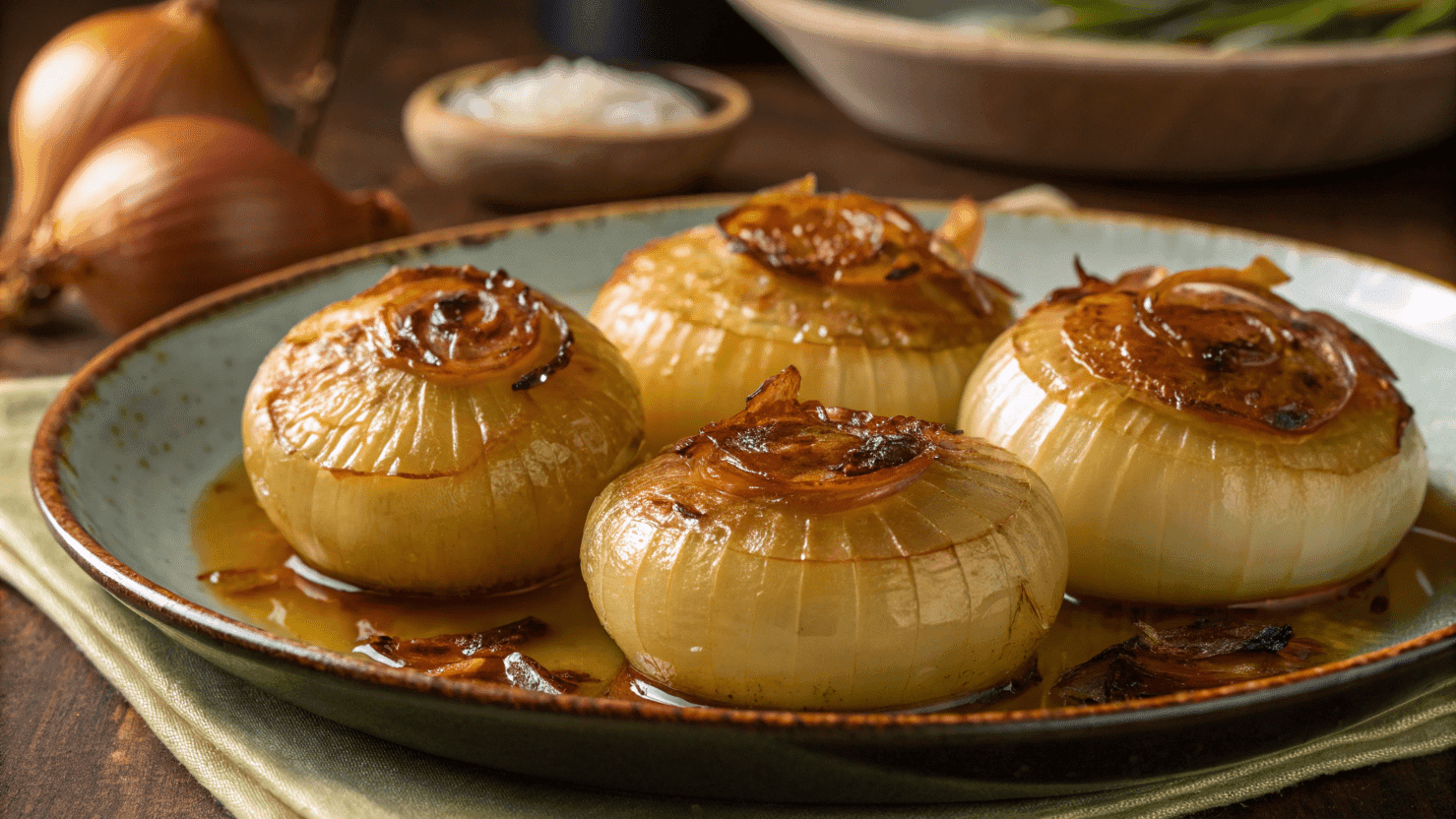 Steaming pot of onion boil