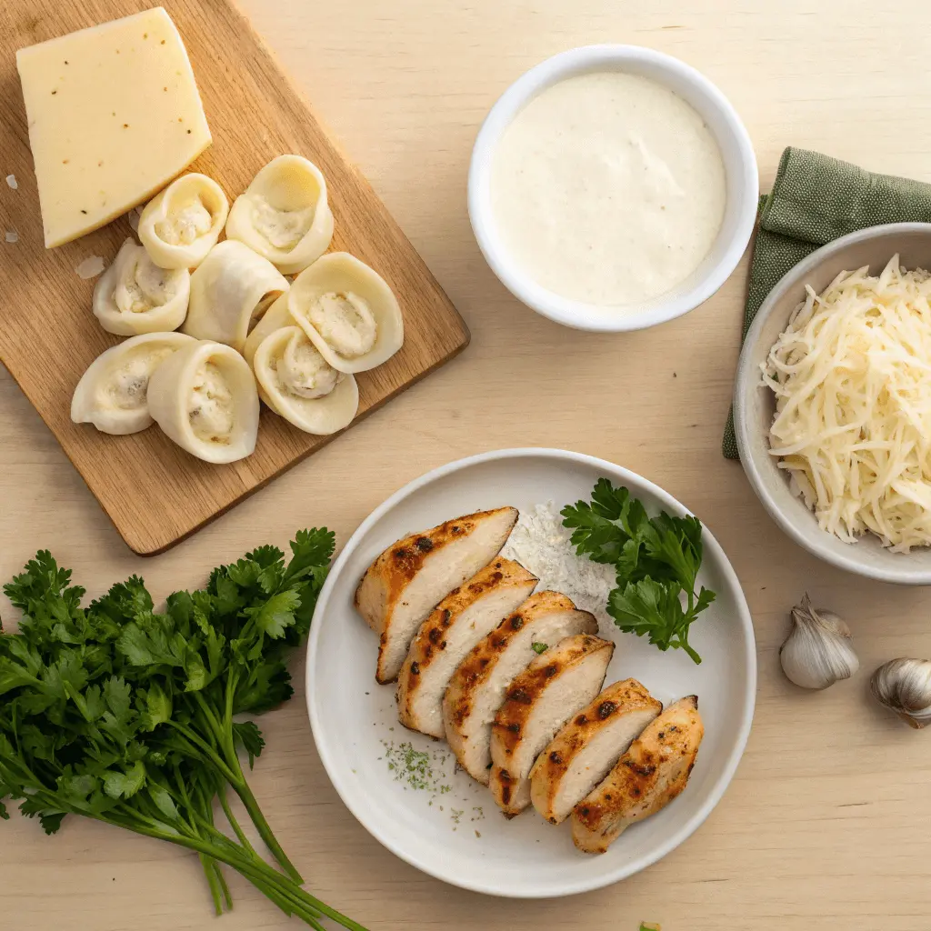 Asiago Tortelloni Alfredo with Grilled Chicken – The Best Creamy Pasta Dinner 3 Ingredients for Asiago Tortelloni Alfredo with Grilled Chicken