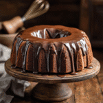 Chocolate Whipping Cream Pound Cake That’s Moist and Fudgy 6 Chocolate whipping cream pound cake with chocolate glaze on cake stand