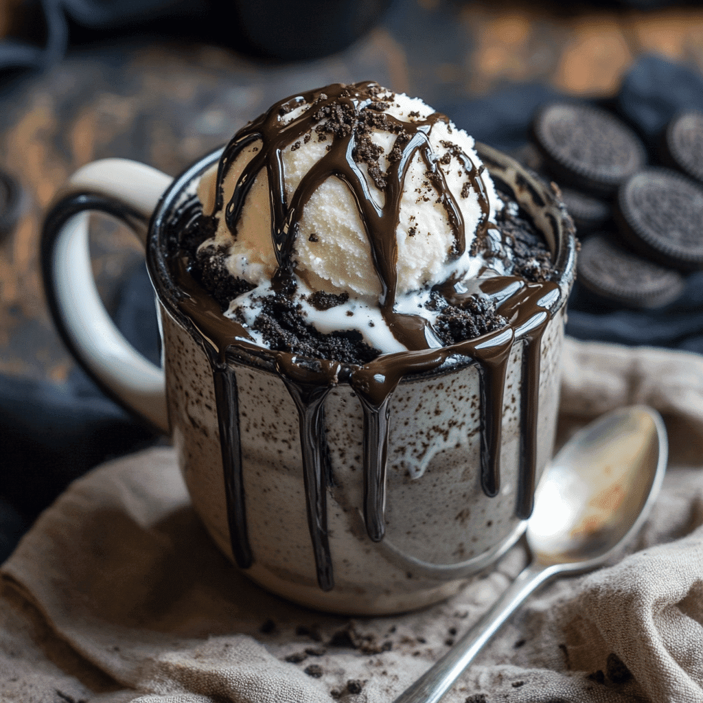 Eggless Oreo Mug Cake: Quick, Fudgy & No Eggs Needed 9 Serving eggless Oreo mug cake with ice cream