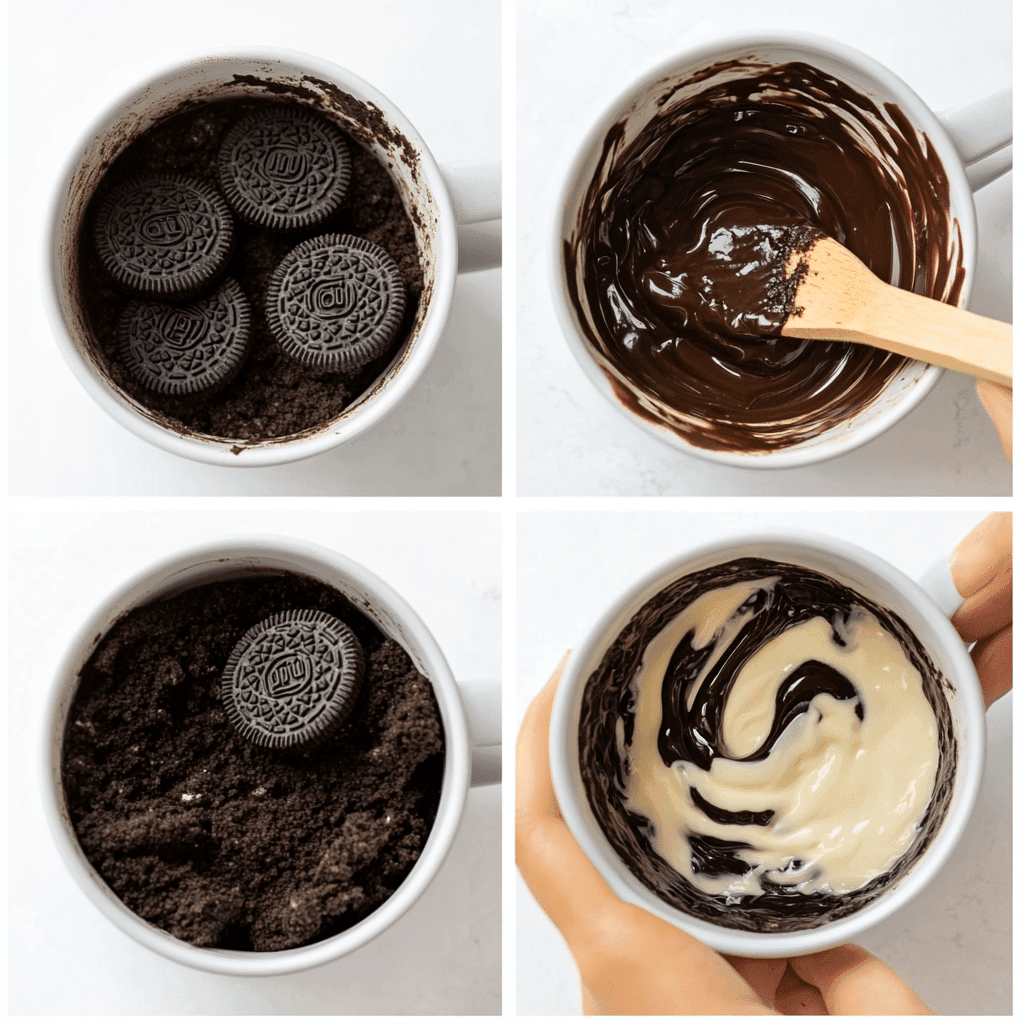 Eggless Oreo Mug Cake: Quick, Fudgy & No Eggs Needed 8 Step-by-step Oreo mug cake without eggs