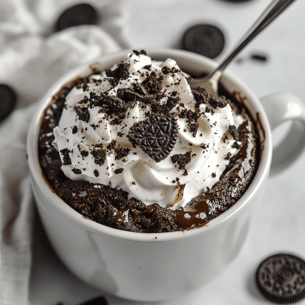Oreo Mug Cake – Quick 5-Minute Dessert You’ll Love 9 Oreo mug cake served and ready to eat