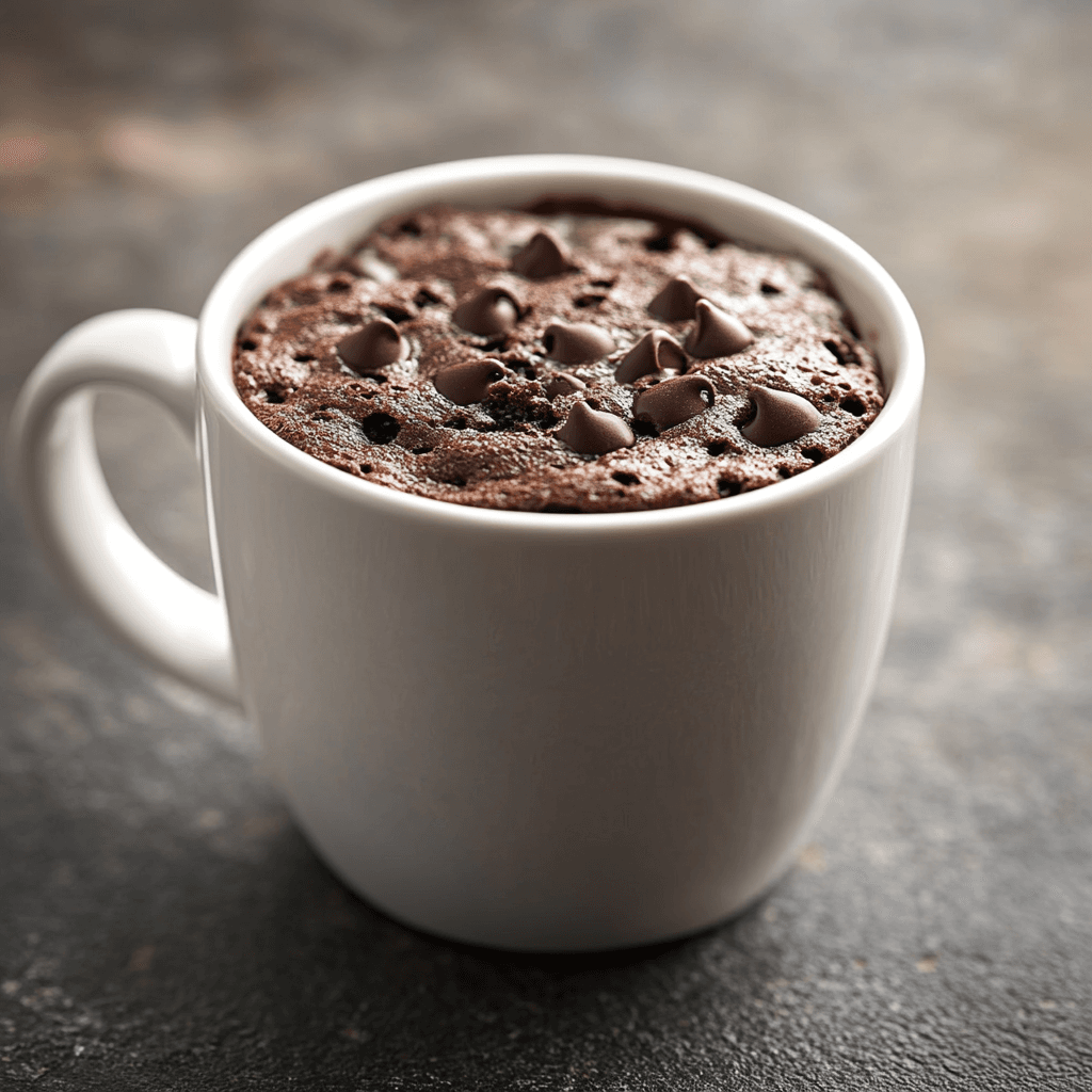 shakeology mug cake in a rustic ceramic mug