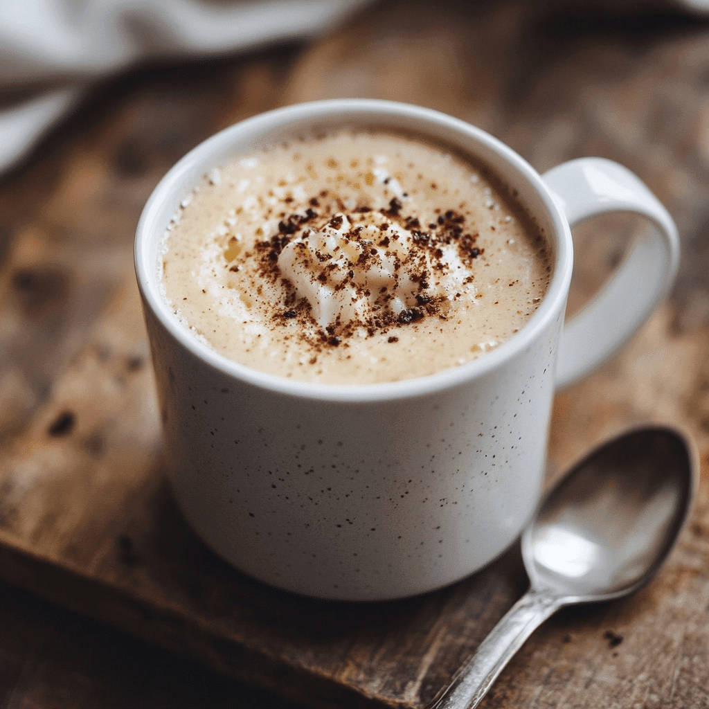 Vanilla Shakeology mug cake fresh from microwave