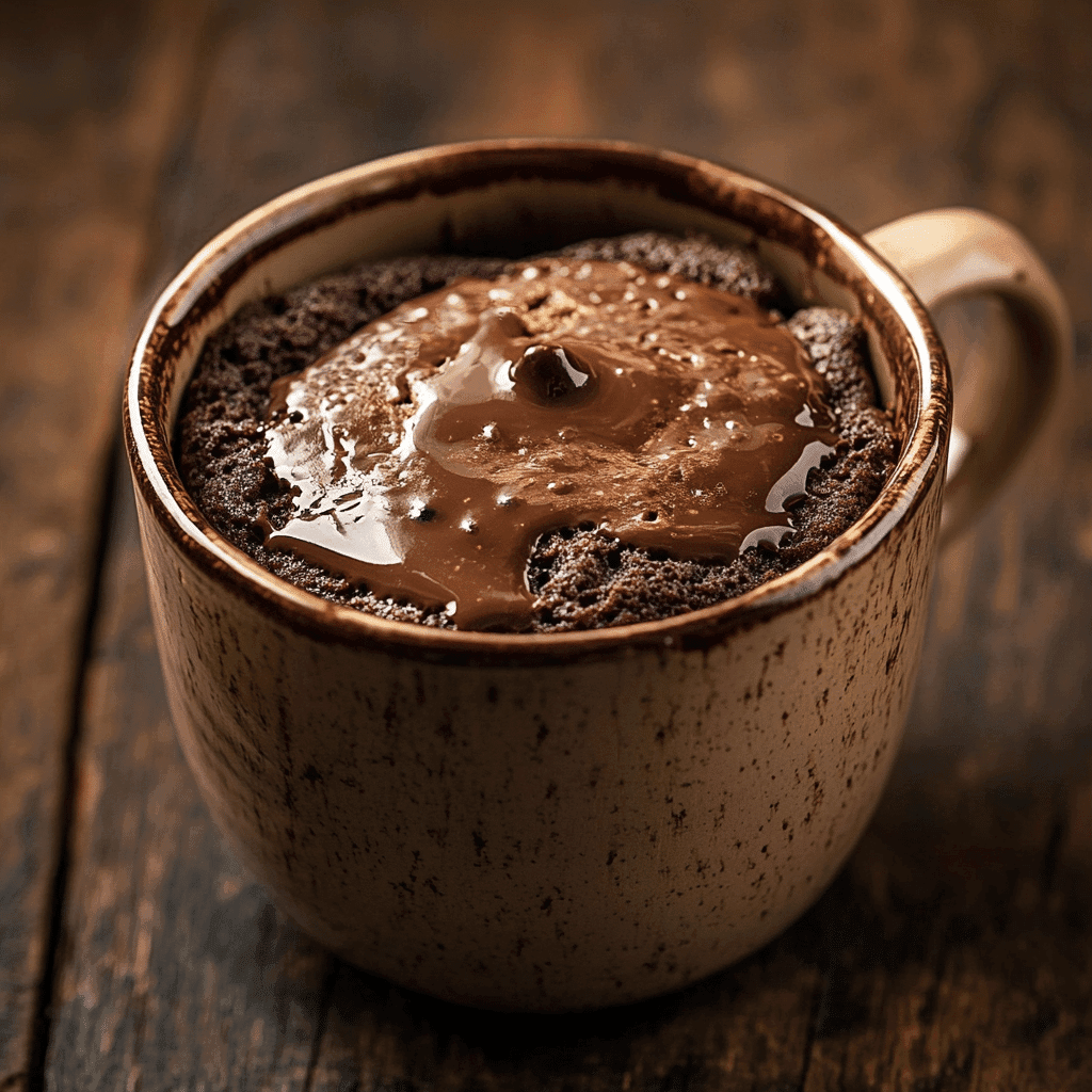 Protein mug cake in ceramic mug