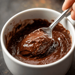 3 Ingredient Protein Powder Mug Cake: Fast, Healthy & Delicious 8 mixing protein powder mug cake batter in mug