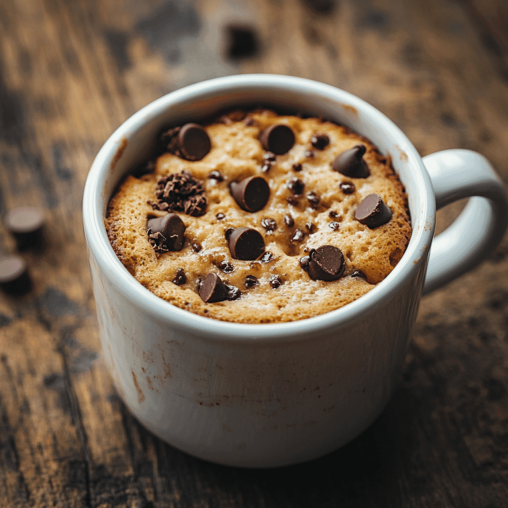 Fresh vanilla protein mug cake in white mug
