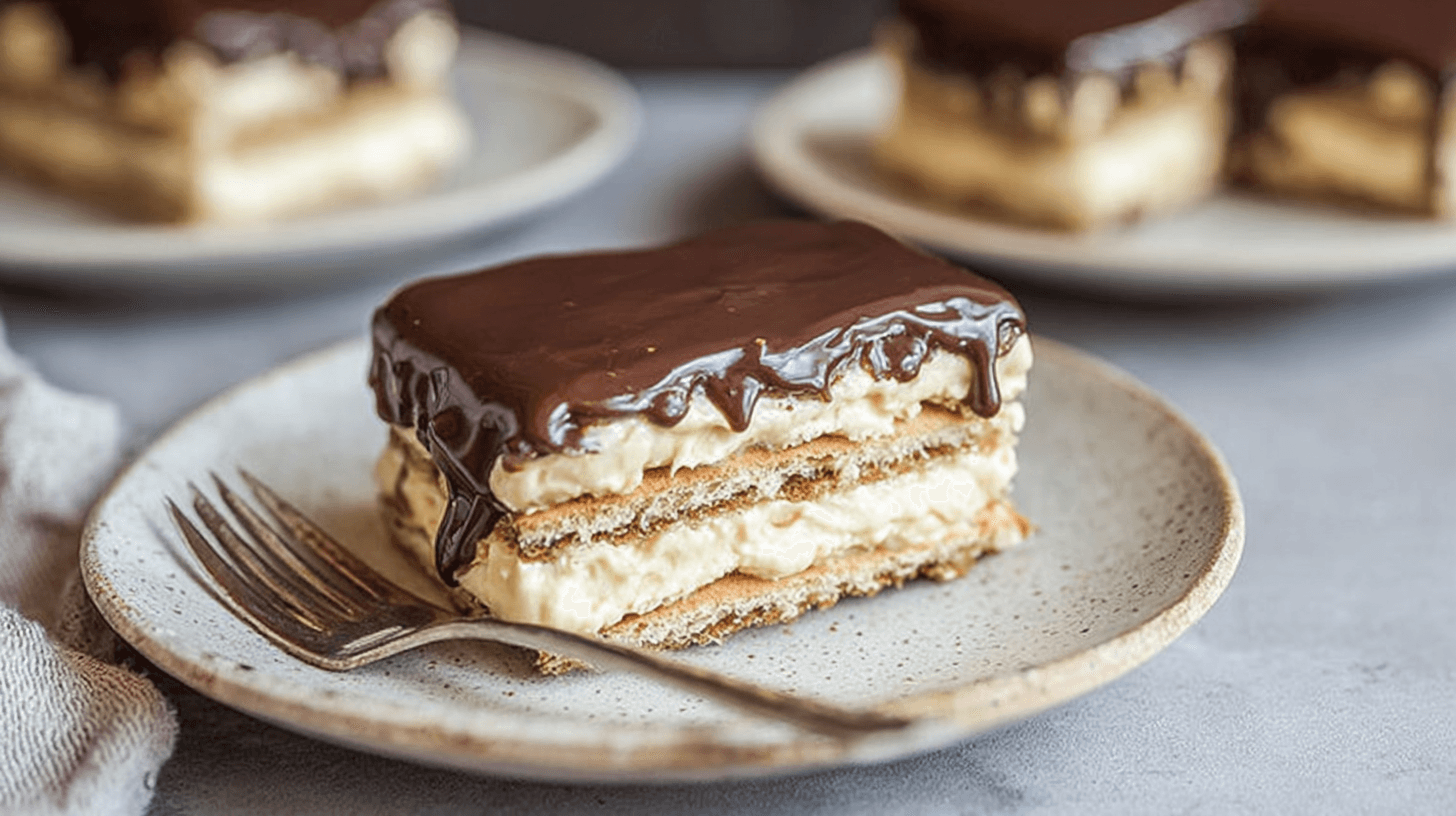 mohamedb 47441 simple chocolate eclair cake taken with an old c 6cc5f1ac ed6c 40a6 b7e1 4b74f673a496 - Easy No-Bake Chocolate Eclair Cake Recipe