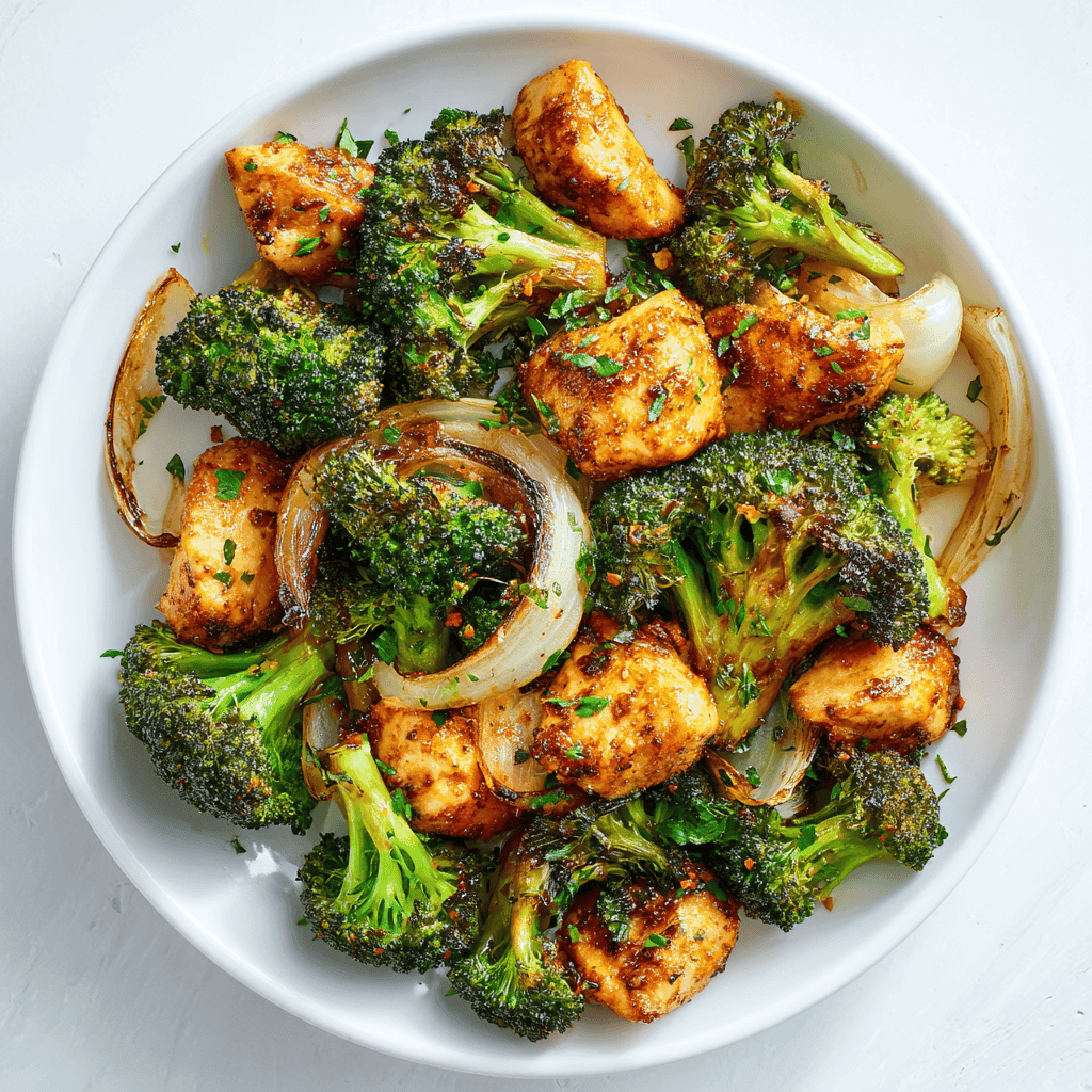 Chicken bites and broccoli served on a white plate.