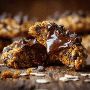 Delicious No Bake Pumpkin Cookies: Easy & Quick Recipe 6 A no bake pumpkin cookie broken open, showing its soft oat and pumpkin interior.