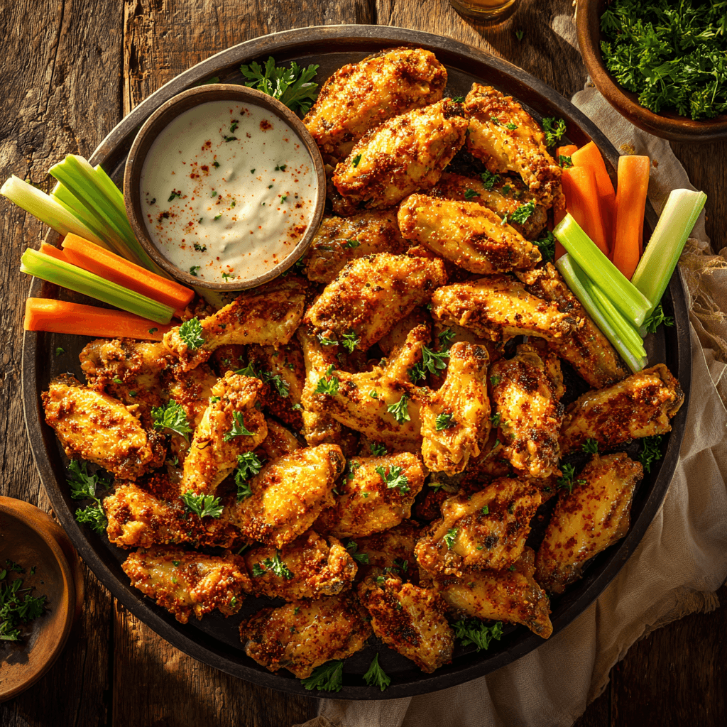 Close-up of sliced chicken wing showing crispy outside and juicy center.
