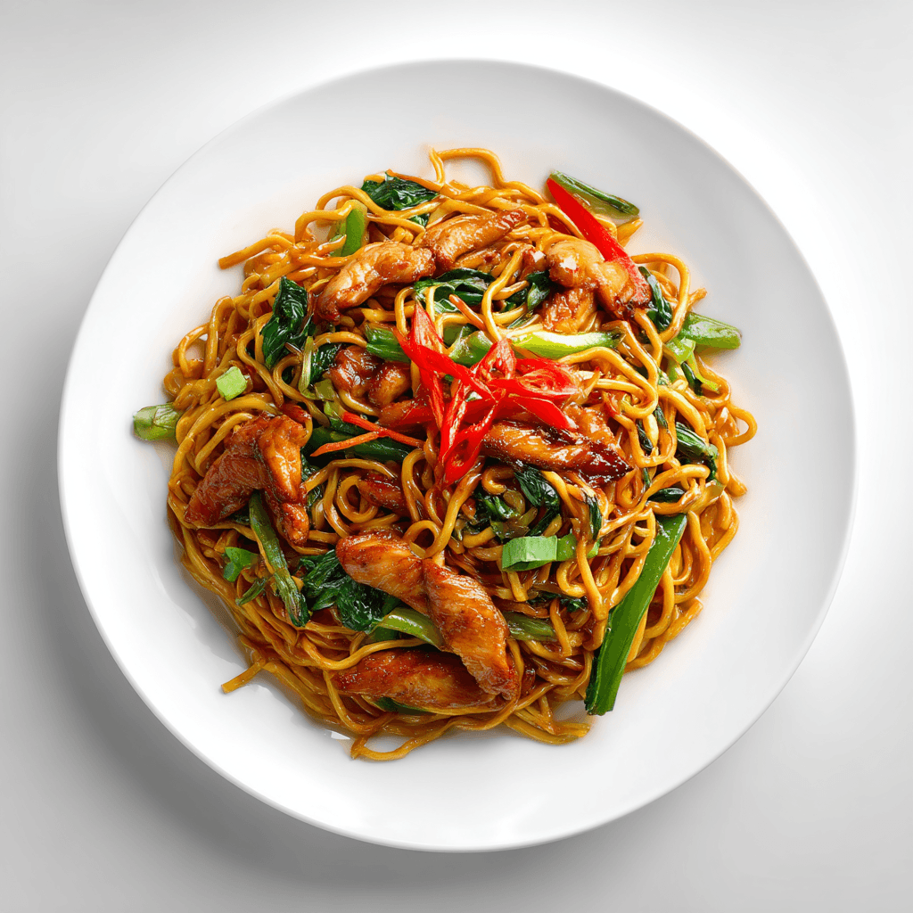 ayoubecomx chicken chow mein served on a clean white plate vi 0d7e1ef0 c413 4ffe b47f 6d40c80f47d8 0 - The Best Homemade Chicken Chow Mein Recipe
