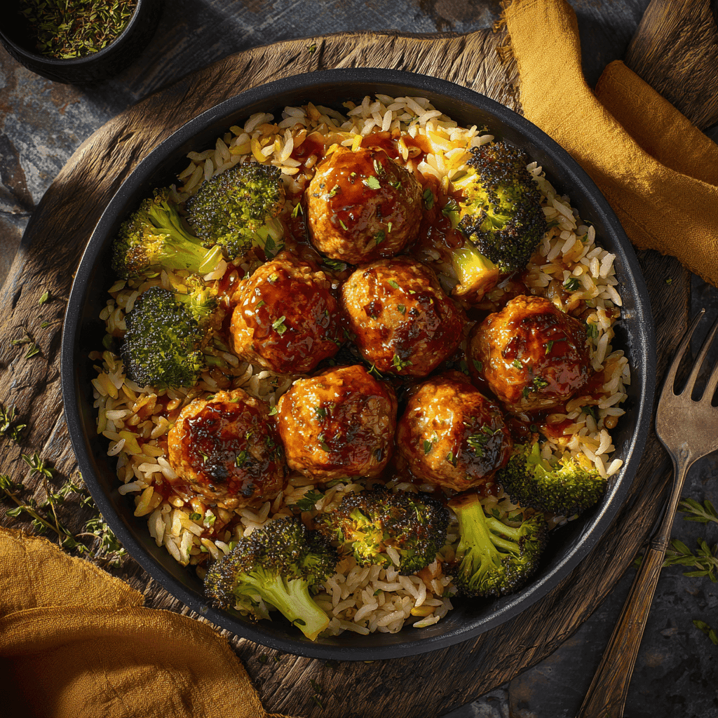 ayoubecomx overhead view of a full serving dish filled with h c5c96772 cc20 43aa 946a 9ffdb5dab338 3 - Delicious Harvest Turkey Meatballs (Slow Cooker Recipe!)