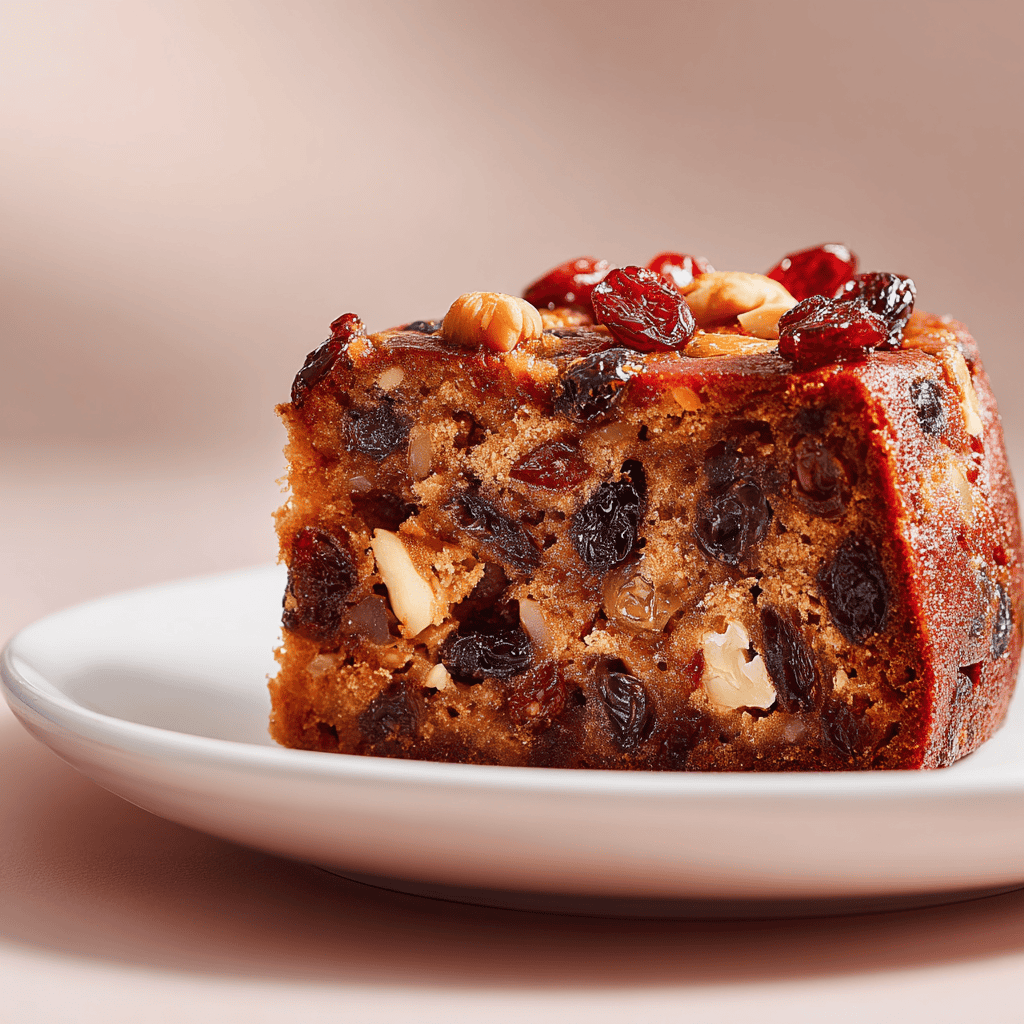 ayoubecomx slice of dense boozy fruit cake placed neatly on a 3fc6032e 06e8 4bad bd9e c521395ed496 0 - The Ultimate Boozy Fruit Cake Recipe for Festive Celebrations