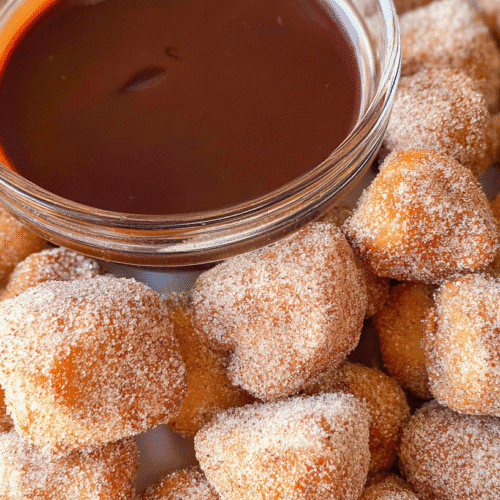 simple Air Fryer Churro Bites taken with an old camera, close-up, top-down, golden-brown, sugar-cinnamon coated, sparkling texture, rich chocolate dipping sauce, cream plate, soft even light, tempting dessert.