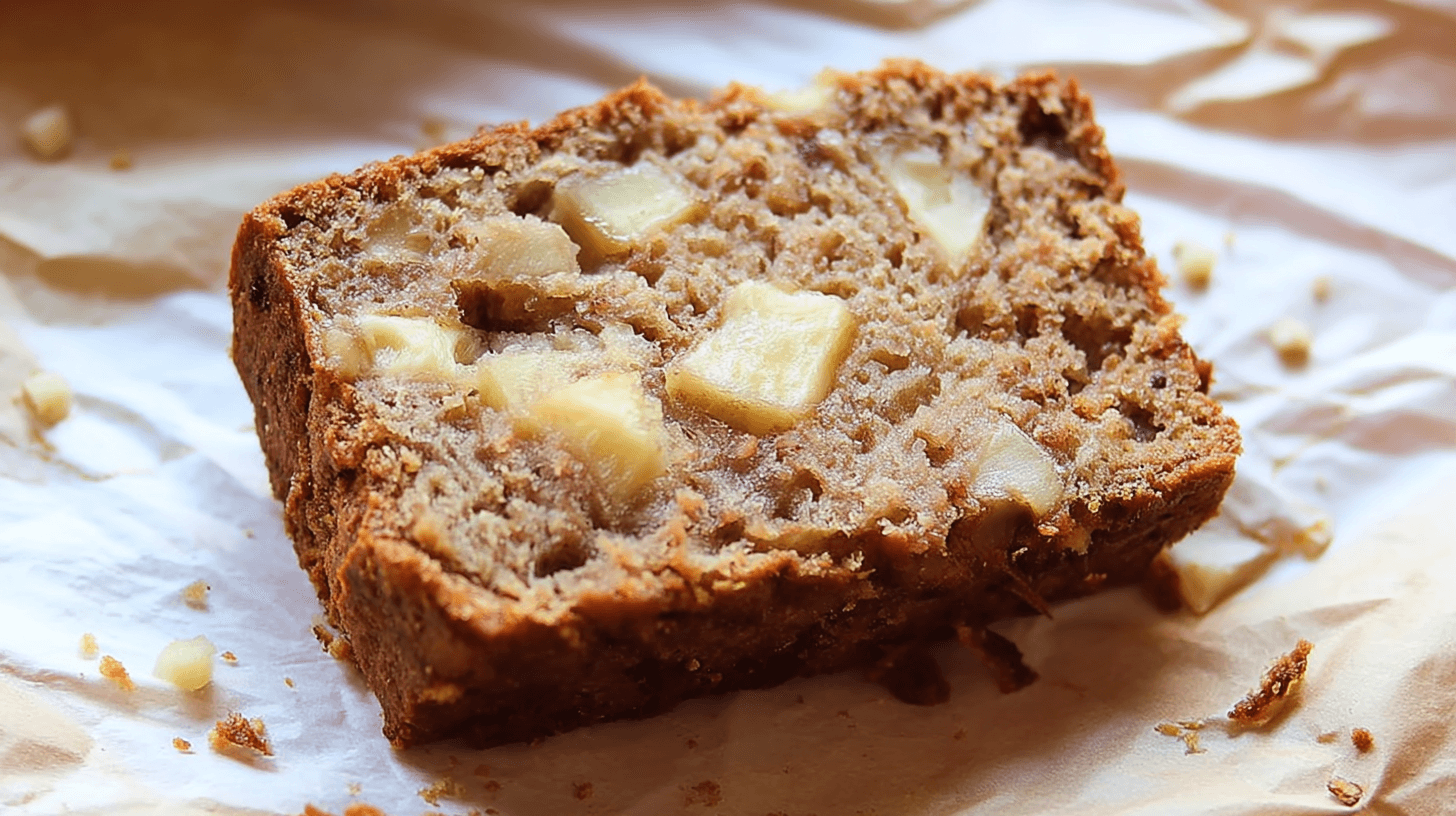 simple banana apple bread taken with an old camera