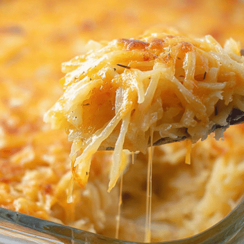 simple cheesy potato casserole taken with an old camera, golden creamy casserole, gooey melted cheese, browned crust, wooden spoon scooping, stringy texture, warm lighting, close-up, appetizing.