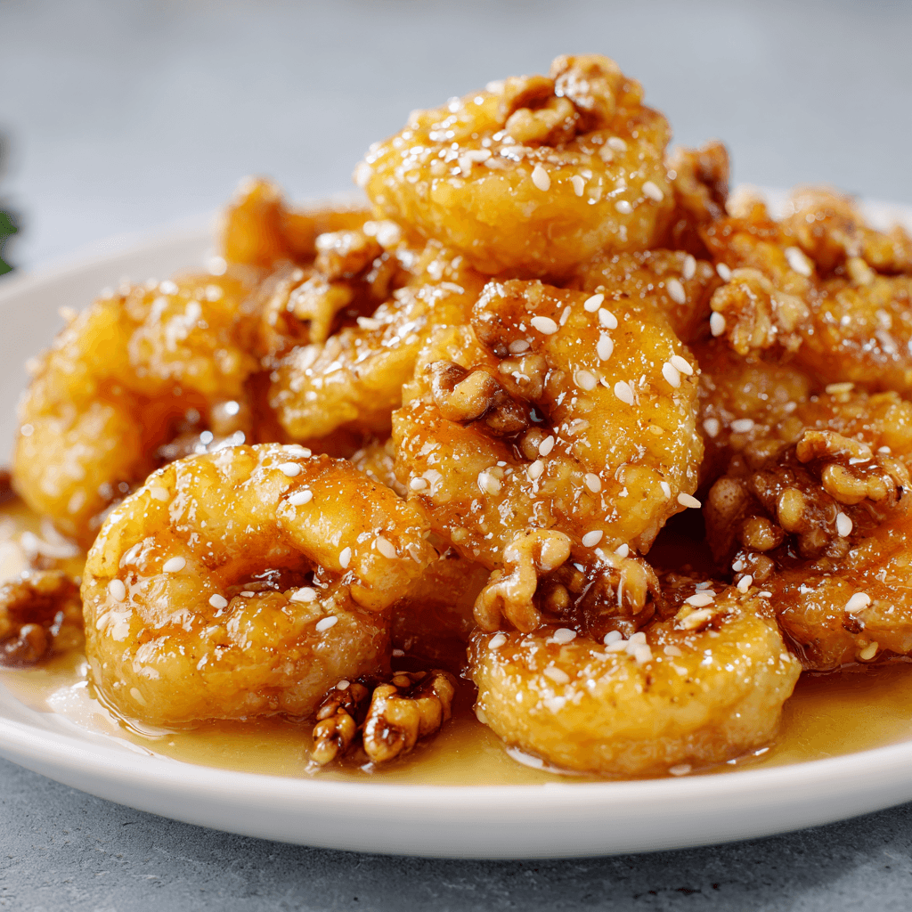 u7568358879 Close up of a serving of Honey Walnut Shrimp on a 5f6fd285 6a1b 4876 8b7b 6f59f18d458f 0 - Delicious Honey Walnut Shrimp: A Restaurant Classic Made Easy at Home!