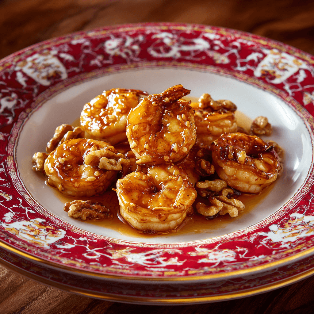 u7568358879 Honey Walnut Shrimp served on an ornate Chinese p 6b40d928 a9d4 425a bc18 fad424be4c20 0 - Delicious Honey Walnut Shrimp: A Restaurant Classic Made Easy at Home!