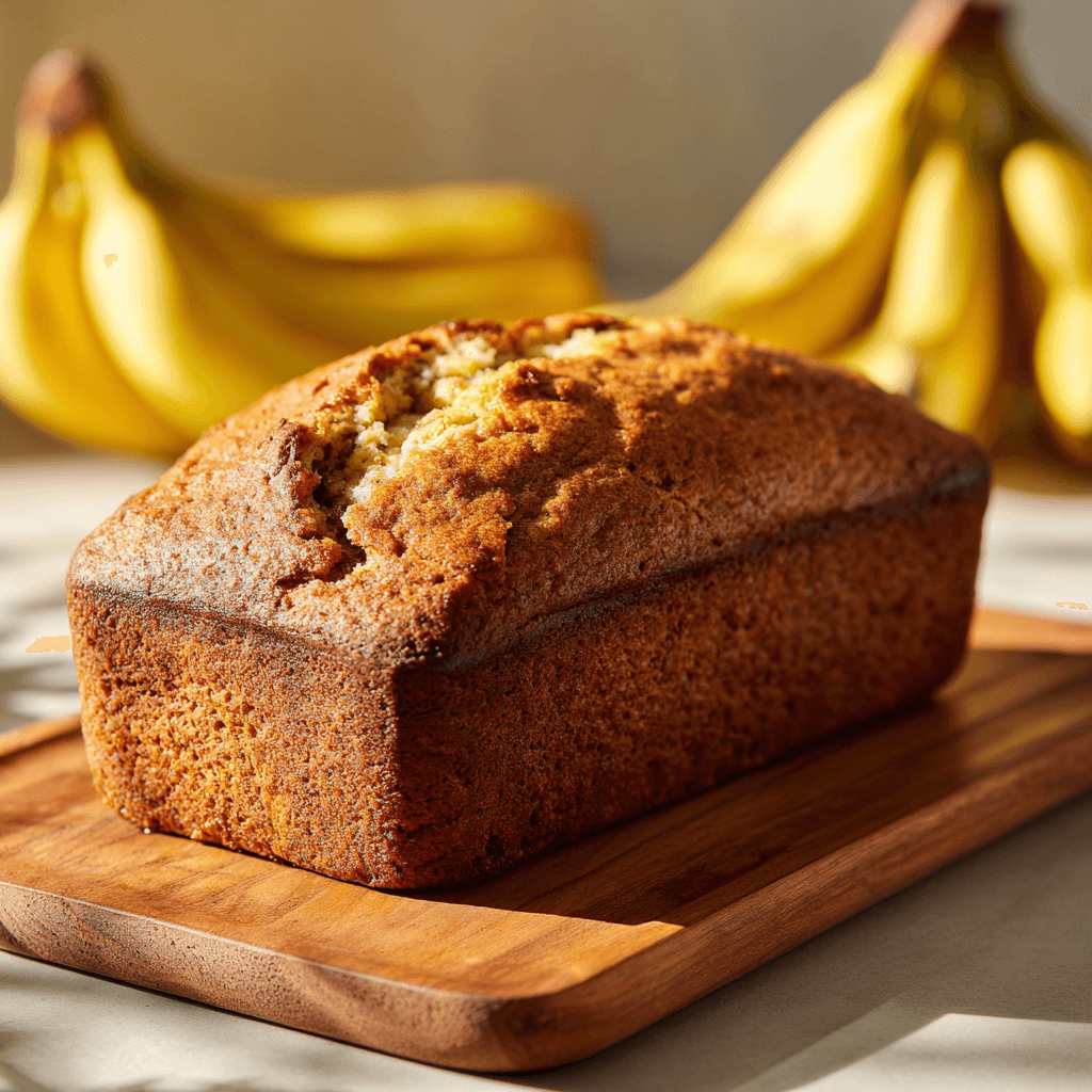 u7568358879 Whole protein banana bread loaf on a wooden cutti becd19f1 80de 433d 841c 0907220e87d8 2 - Protein Banana Bread: Healthy & Delicious